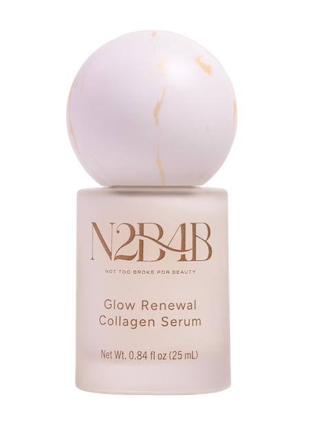 N2B4B Glow Renewal Collagen Serum bottle with marble design on a white background